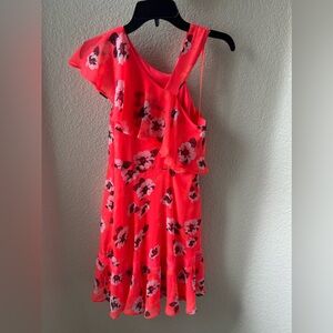 Express Bright Orange Asymmetrical Dress Size 0